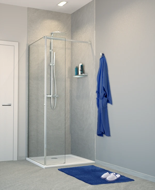 Balmani Modular Inloopdouche Met Vaste Zijwand 80 X 200 Cm Helder Glas Glanzend Chroom Profiel - Afbeelding 2