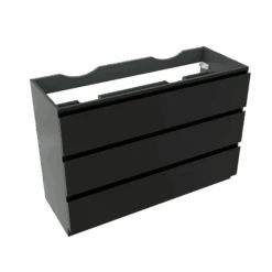 Linie Lado Staande Wastafelonderkast 120 X 46 Cm Mat Zwart 3 Lades 2 Sifonuitsparingen