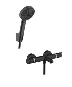 Hansgrohe Ecostat Comfort Thermostatische Kraan Muurmontage Opbouw Badkraan Mat Zwart