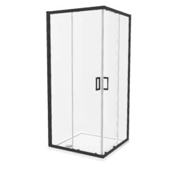 Luca Varess Vidor Douchehoek Met Hoekinstap En 2 Schuifdeuren 90 X 90 Cm Helder Glas Mat Zwart Profiel