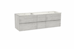 Storke Edge Zwevend Badkamermeubel 165 X 52 Cm Beton Zilvergrijs Met Mata Dubbele Wastafel In Solid Surface