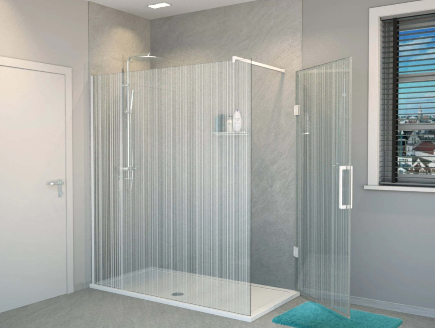 Balmani Modular Hoekdouche Met Deur 180 X 200 Cm Barcode Wit Glas Mat Wit Profiel