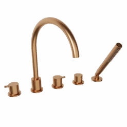 BLAUFOSS Round 5-gats Badrandkraan Brushed Rosegold Incl. Handdoucheset