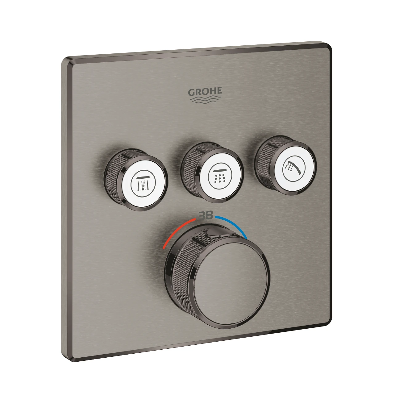 Grohe Grohtherm SmartControl Thermostatische Inbouw Regendoucheset Met Vierkante Regendouchekop 31 Cm Brushed Hard Graphite - Afbeelding 3