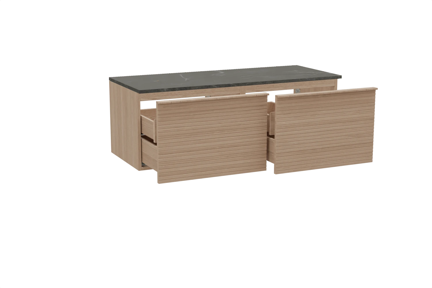 Balmani Forma Zwevend Badkamermeubel 135 X 55 Cm Natuur Eik Met Stretto Enkel Of Dubbel Tablet In Marmer Pietra Grey Horizontale Symmetrische Rechte Ribbel 2 Balmani Forma Zwevend Badkamermeubel 135 X 55 Cm Natuur Eik Met Stretto Enkel Of Dubbel Tablet In Marmer Pietra Grey Horizontale Symmetrische Rechte Ribbel - Afbeelding 2